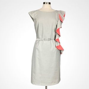 Antonio Melani Gray Coral Side Ruffle Sheath Dress